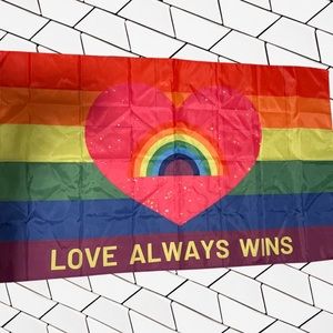 Rainbow Pride Flag. Love Always Wins! Canvas header and Brass Grommets